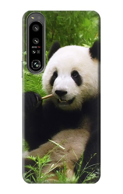 W1073 Panda Enjoy Eating Funda Carcasa Case y Caso Del Tirón Funda para Sony Xperia 1 IV