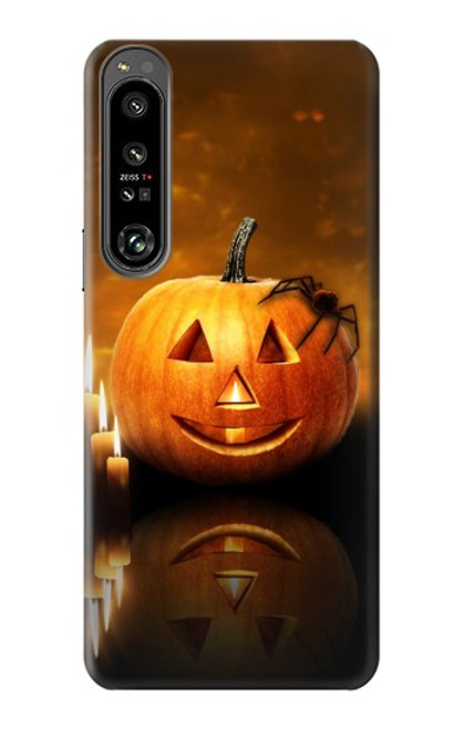 W1083 Pumpkin Spider Candles Halloween Funda Carcasa Case y Caso Del Tirón Funda para Sony Xperia 1 IV