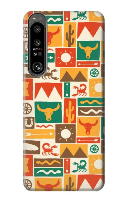 W1873 Western Pattern Funda Carcasa Case y Caso Del Tirón Funda para Sony Xperia 1 IV