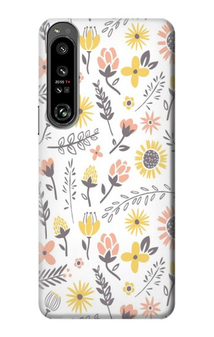 W2354 Pastel Flowers Pattern Funda Carcasa Case y Caso Del Tirón Funda para Sony Xperia 1 IV
