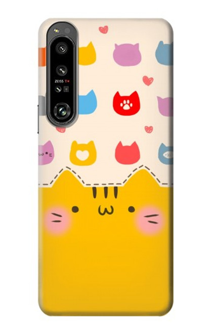 W2442 Cute Cat Cartoon Funny Funda Carcasa Case y Caso Del Tirón Funda para Sony Xperia 1 IV