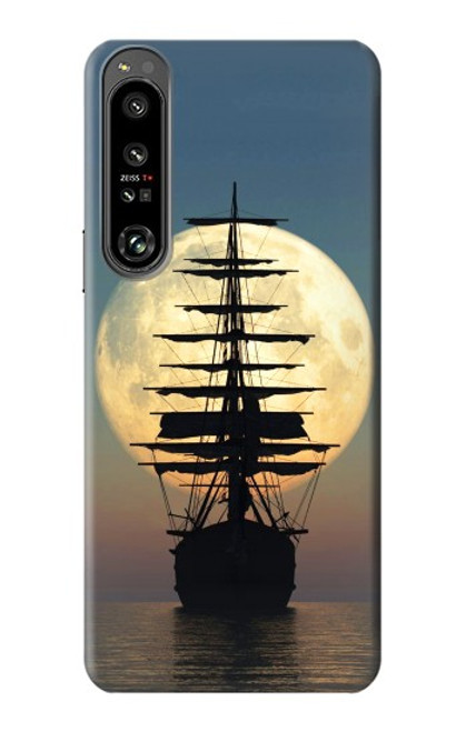 W2897 Pirate Ship Moon Night Funda Carcasa Case y Caso Del Tirón Funda para Sony Xperia 1 IV