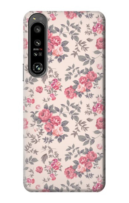 W3095 Vintage Rose Pattern Funda Carcasa Case y Caso Del Tirón Funda para Sony Xperia 1 IV