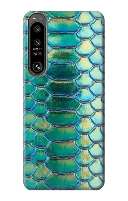 W3414 Green Snake Scale Graphic Print Funda Carcasa Case y Caso Del Tirón Funda para Sony Xperia 1 IV