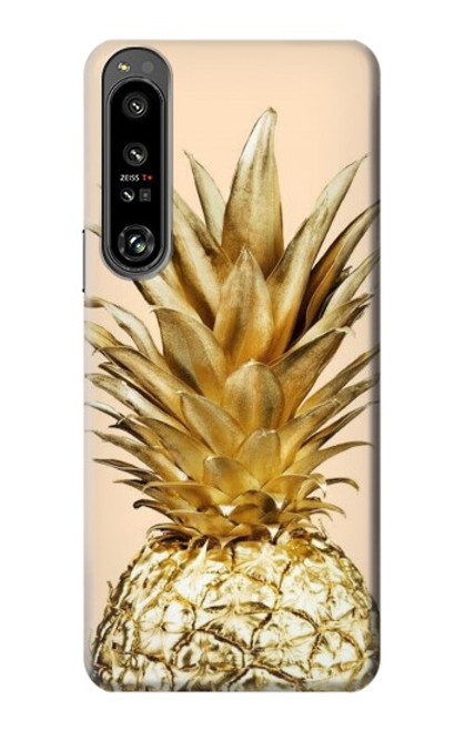 W3490 Gold Pineapple Funda Carcasa Case y Caso Del Tirón Funda para Sony Xperia 1 IV