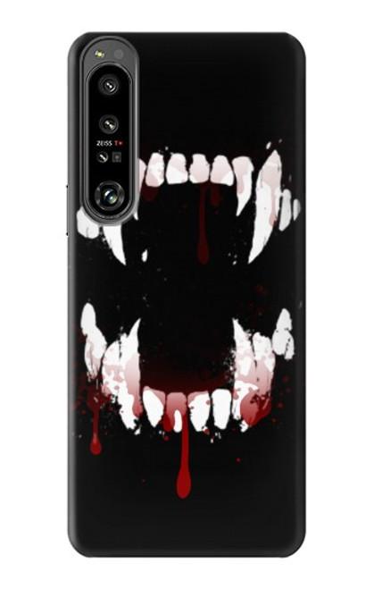 W3527 Vampire Teeth Bloodstain Funda Carcasa Case y Caso Del Tirón Funda para Sony Xperia 1 IV