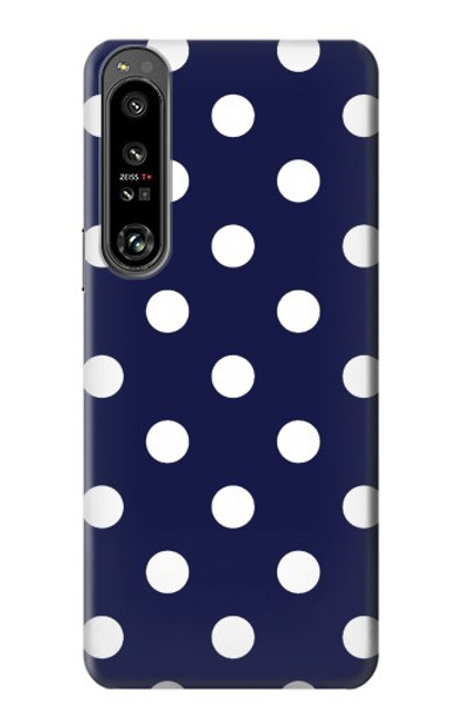 W3533 Blue Polka Dot Funda Carcasa Case y Caso Del Tirón Funda para Sony Xperia 1 IV