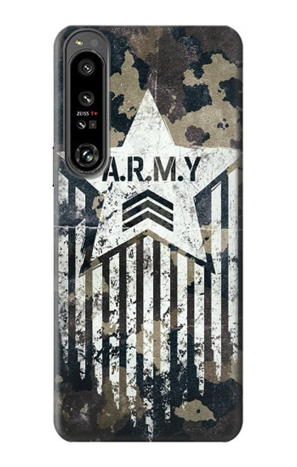 W3666 Army Camo Camouflage Funda Carcasa Case y Caso Del Tirón Funda para Sony Xperia 1 IV