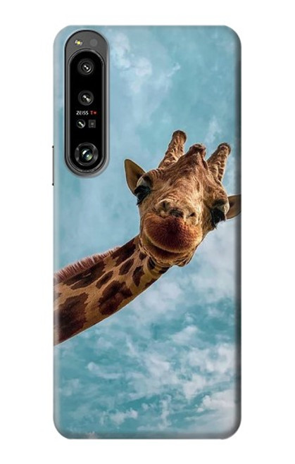 W3680 Cute Smile Giraffe Funda Carcasa Case y Caso Del Tirón Funda para Sony Xperia 1 IV