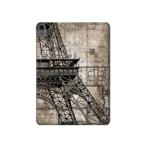 W3416 Eiffel Tower Blueprint Funda Carcasa Case para iPad Air (2022, 2020), Air 11 (2024), Pro 11 (2022)