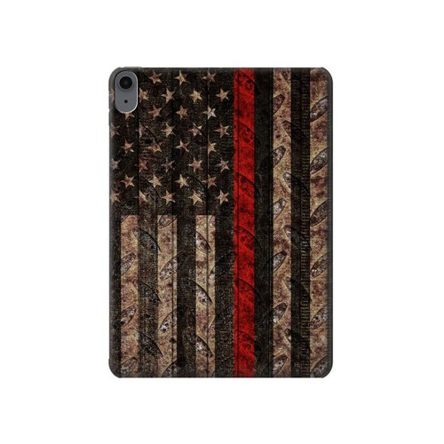 W3804 Fire Fighter Metal Red Line Flag Graphic Funda Carcasa Case para iPad Air (2022,2020, 4th, 5th), iPad Pro 11 (2022, 6th)