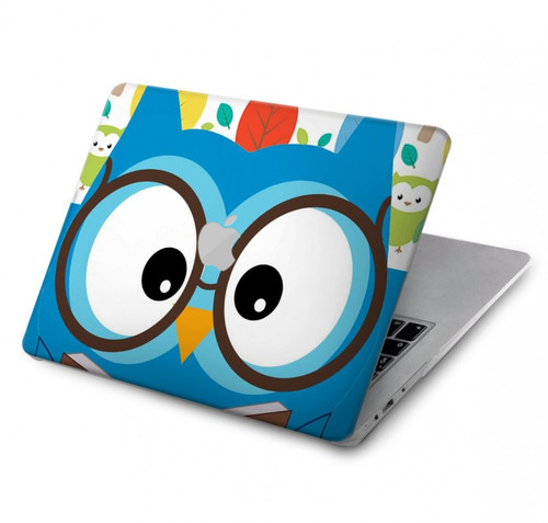 W2521 Cute Nerd Owl Cartoon Funda Carcasa Case para MacBook Air 13″ (2022,2024) - A2681, A3113
