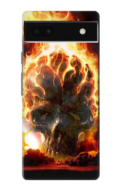 W0863 Hell Fire Skull Funda Carcasa Case y Caso Del Tirón Funda para Google Pixel 6a