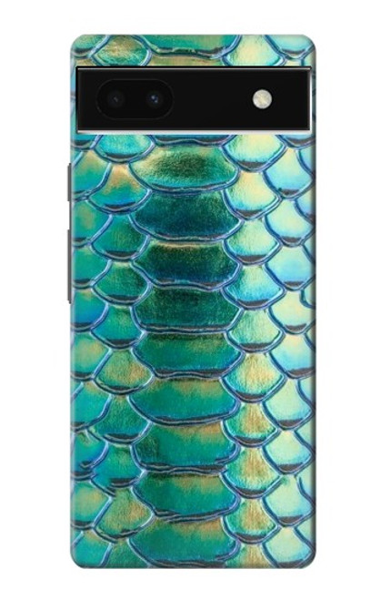 W3414 Green Snake Scale Graphic Print Funda Carcasa Case y Caso Del Tirón Funda para Google Pixel 6a