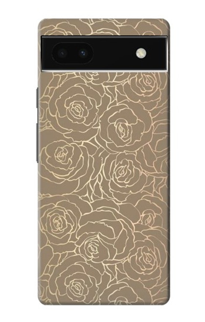 W3466 Gold Rose Pattern Funda Carcasa Case y Caso Del Tirón Funda para Google Pixel 6a