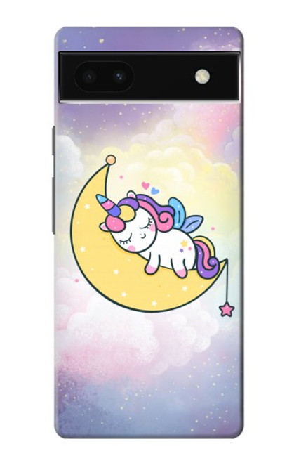 W3485 Cute Unicorn Sleep Funda Carcasa Case y Caso Del Tirón Funda para Google Pixel 6a