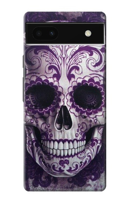 W3582 Purple Sugar Skull Funda Carcasa Case y Caso Del Tirón Funda para Google Pixel 6a