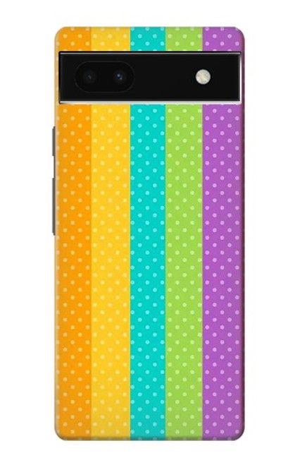 W3678 Colorful Rainbow Vertical Funda Carcasa Case y Caso Del Tirón Funda para Google Pixel 6a