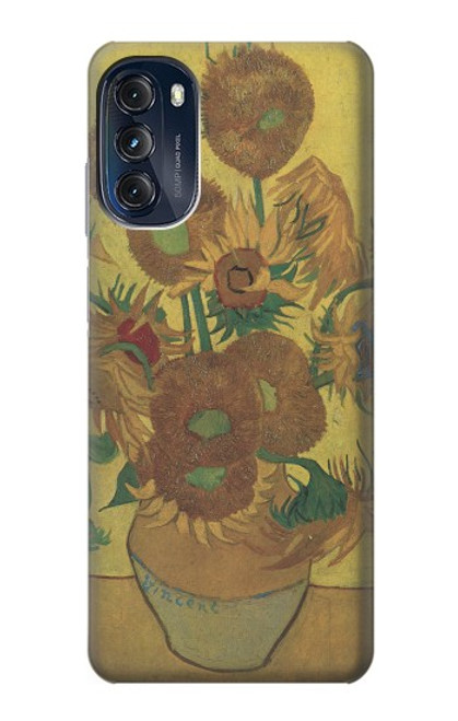 W0214 Van Gogh Vase Fifteen Sunflowers Funda Carcasa Case y Caso Del Tirón Funda para Motorola Moto G (2022)