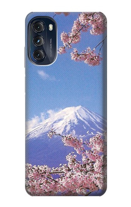 W1060 Mount Fuji Sakura Cherry Blossom Funda Carcasa Case y Caso Del Tirón Funda para Motorola Moto G (2022)