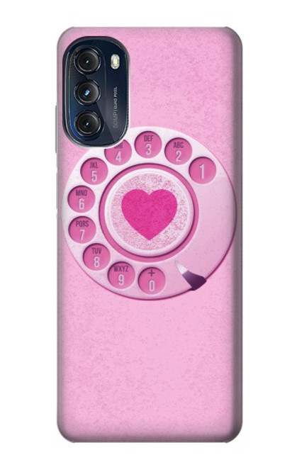 W2847 Pink Retro Rotary Phone Funda Carcasa Case y Caso Del Tirón Funda para Motorola Moto G (2022)
