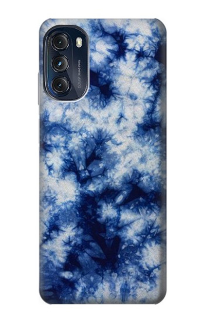 W3439 Fabric Indigo Tie Dye Funda Carcasa Case y Caso Del Tirón Funda para Motorola Moto G (2022)