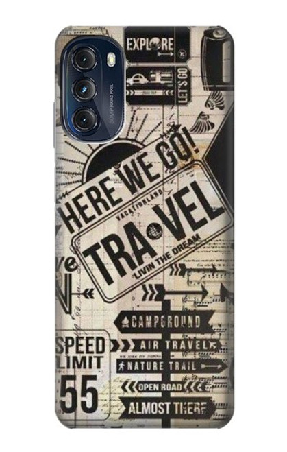 W3441 Vintage Travel Funda Carcasa Case y Caso Del Tirón Funda para Motorola Moto G (2022)