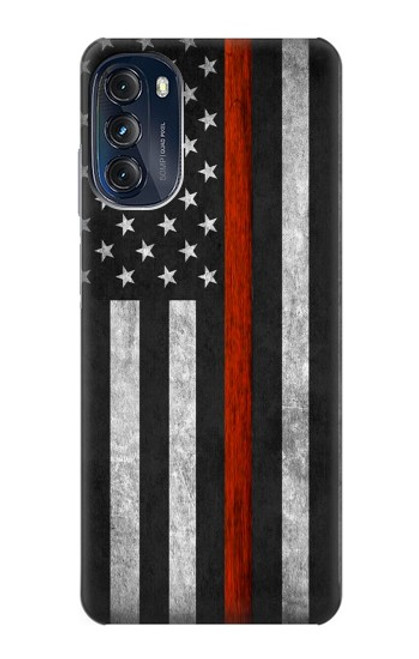 W3472 Firefighter Thin Red Line Flag Funda Carcasa Case y Caso Del Tirón Funda para Motorola Moto G (2022)