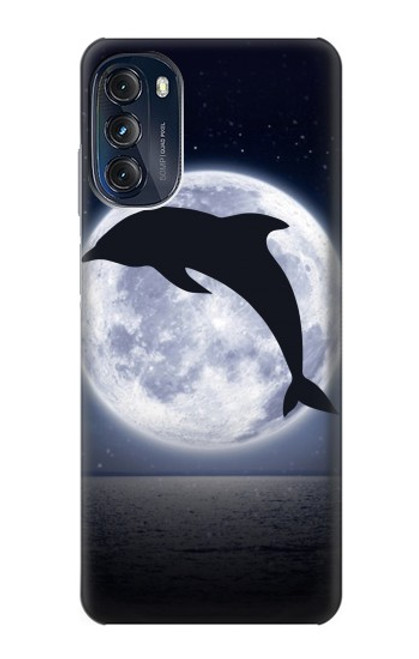 W3510 Dolphin Moon Night Funda Carcasa Case y Caso Del Tirón Funda para Motorola Moto G (2022)