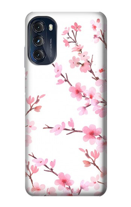 W3707 Pink Cherry Blossom Spring Flower Funda Carcasa Case y Caso Del Tirón Funda para Motorola Moto G (2022)