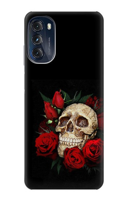 W3753 Dark Gothic Goth Skull Roses Funda Carcasa Case y Caso Del Tirón Funda para Motorola Moto G (2022)