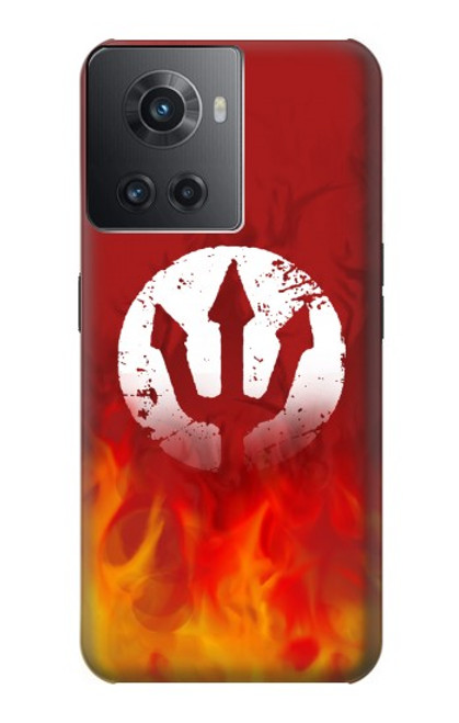 W2803 Fire Red Devil Spear Symbol Funda Carcasa Case y Caso Del Tirón Funda para OnePlus Ace