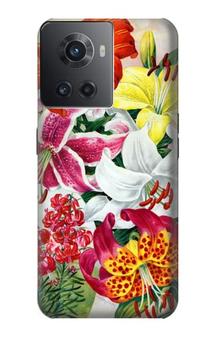 W3205 Retro Art Flowers Funda Carcasa Case y Caso Del Tirón Funda para OnePlus Ace