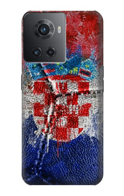 W3313 Croatia Flag Vintage Football Graphic Funda Carcasa Case y Caso Del Tirón Funda para OnePlus 10R