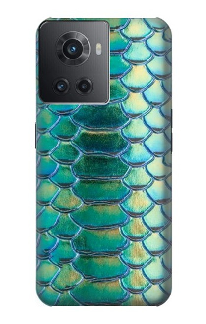 W3414 Green Snake Scale Graphic Print Funda Carcasa Case y Caso Del Tirón Funda para OnePlus 10R