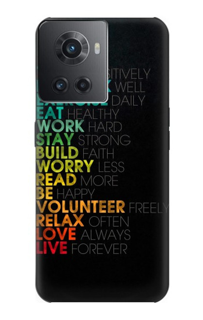 W3523 Think Positive Words Quotes Funda Carcasa Case y Caso Del Tirón Funda para OnePlus 10R