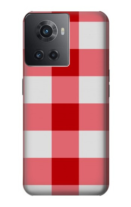 W3535 Red Gingham Funda Carcasa Case y Caso Del Tirón Funda para OnePlus 10R