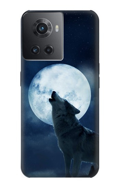 W3693 Grim White Wolf Full Moon Funda Carcasa Case y Caso Del Tirón Funda para OnePlus 10R