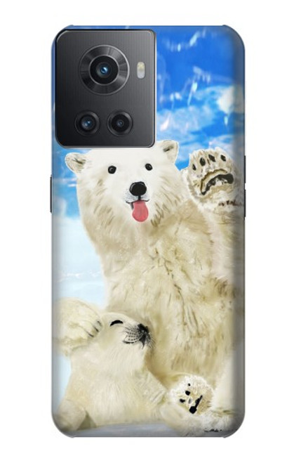 W3794 Arctic Polar Bear and Seal Paint Funda Carcasa Case y Caso Del Tirón Funda para OnePlus 10R