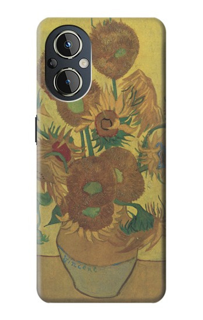 W0214 Van Gogh Vase Fifteen Sunflowers Funda Carcasa Case y Caso Del Tirón Funda para OnePlus Nord N20 5G