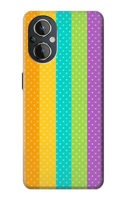 W3678 Colorful Rainbow Vertical Funda Carcasa Case y Caso Del Tirón Funda para OnePlus Nord N20 5G