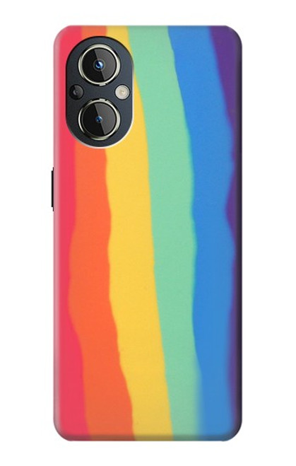 W3799 Cute Vertical Watercolor Rainbow Funda Carcasa Case y Caso Del Tirón Funda para OnePlus Nord N20 5G
