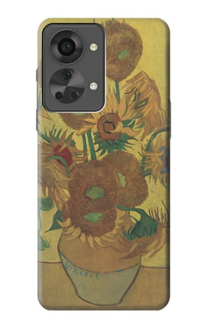 W0214 Van Gogh Vase Fifteen Sunflowers Funda Carcasa Case y Caso Del Tirón Funda para OnePlus Nord 2T