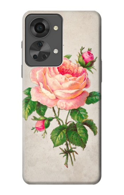 W3079 Vintage Pink Rose Funda Carcasa Case y Caso Del Tirón Funda para OnePlus Nord 2T