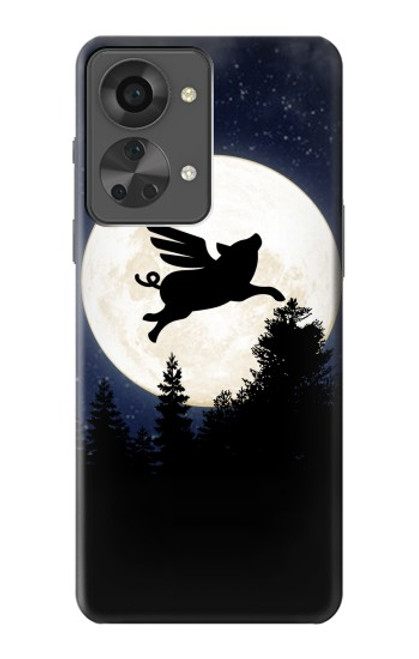 W3289 Flying Pig Full Moon Night Funda Carcasa Case y Caso Del Tirón Funda para OnePlus Nord 2T