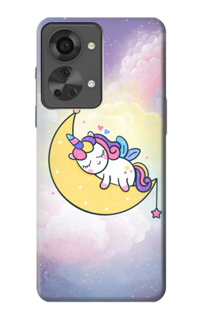 W3485 Cute Unicorn Sleep Funda Carcasa Case y Caso Del Tirón Funda para OnePlus Nord 2T