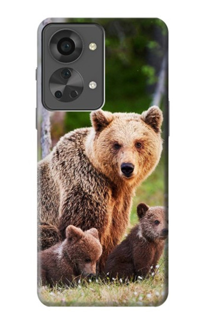 W3558 Bear Family Funda Carcasa Case y Caso Del Tirón Funda para OnePlus Nord 2T