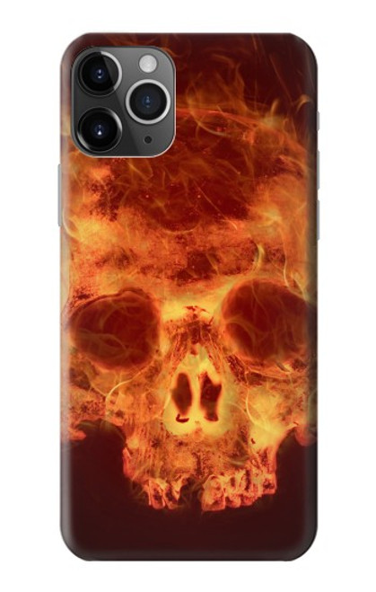 W3881 Fire Skull Funda Carcasa Case y Caso Del Tirón Funda para iPhone 11 Pro Max