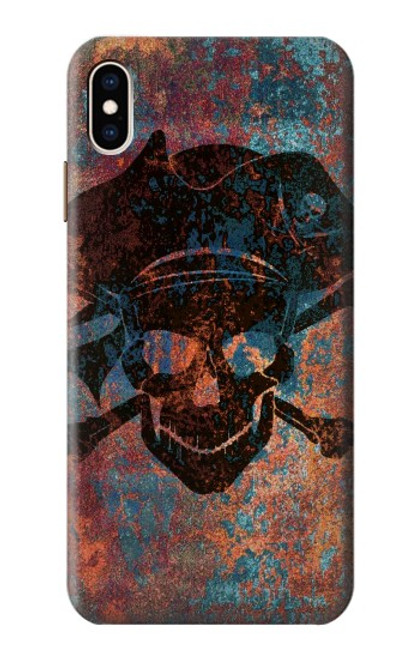 W3895 Pirate Skull Metal Funda Carcasa Case y Caso Del Tirón Funda para iPhone XS Max
