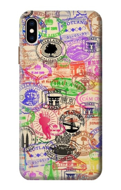 W3904 Travel Stamps Funda Carcasa Case y Caso Del Tirón Funda para iPhone XS Max